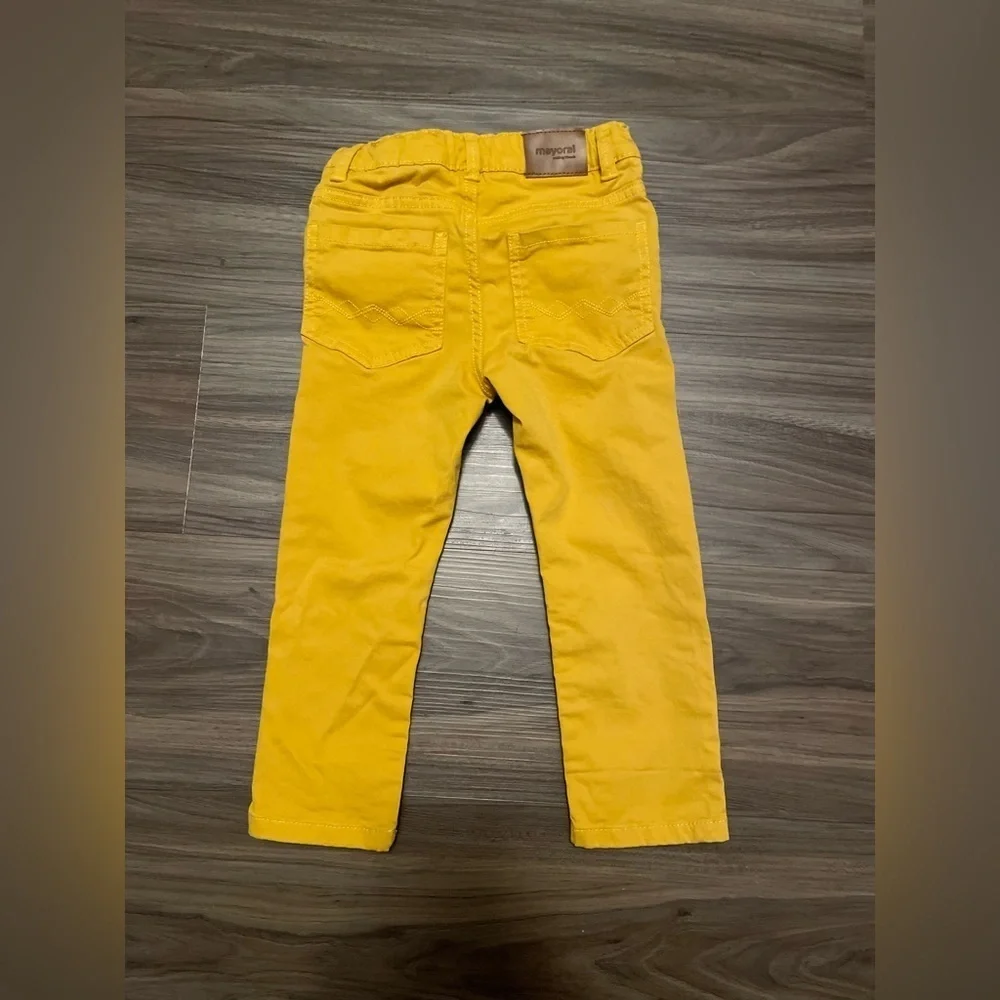 Mayoral Mustard Yellow Kids Slim Fit Casual Pants 24 months